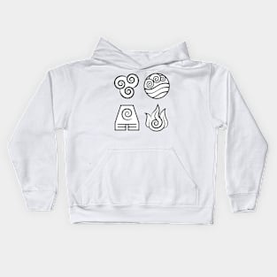 Avatar: The Last Airbender, Four Elements - White Kids Hoodie